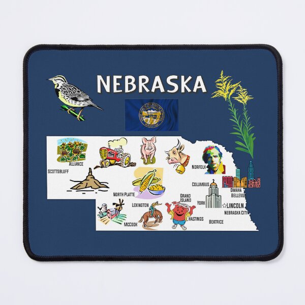 Item preview, Nebraska Landmarks & Icons Illustrated State Map designed and sold by mashmosh.