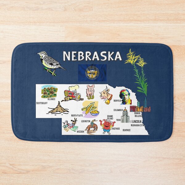 Item preview, Nebraska Landmarks & Icons Illustrated State Map designed and sold by mashmosh.