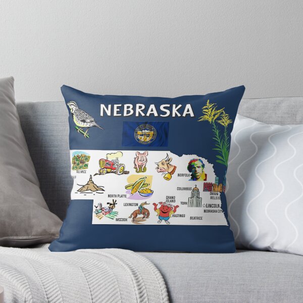 Item preview, Nebraska Landmarks & Icons Illustrated State Map designed and sold by mashmosh.