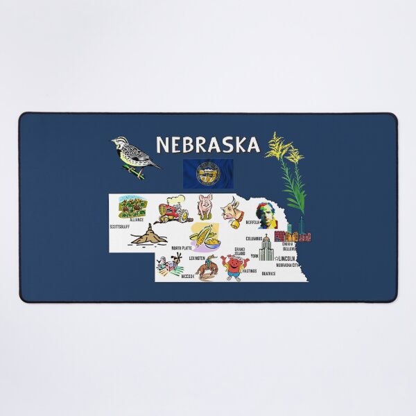 Item preview, Nebraska Landmarks & Icons Illustrated State Map designed and sold by mashmosh.