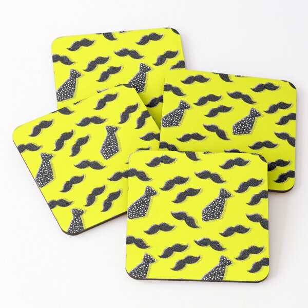 Item preview, Neon Yellow Mustache Tie Repeat Pattern designed and sold by bubblegoth.