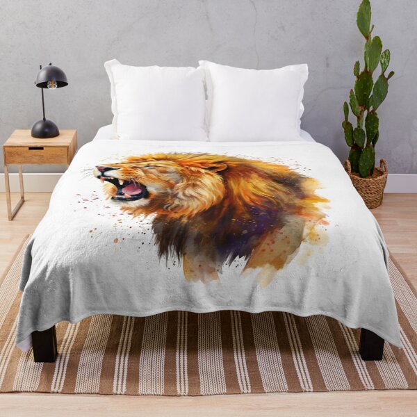 Item preview, Fierce Roaring Lion - Colorful Watercolor Splatter Art designed and sold by Latikshop.