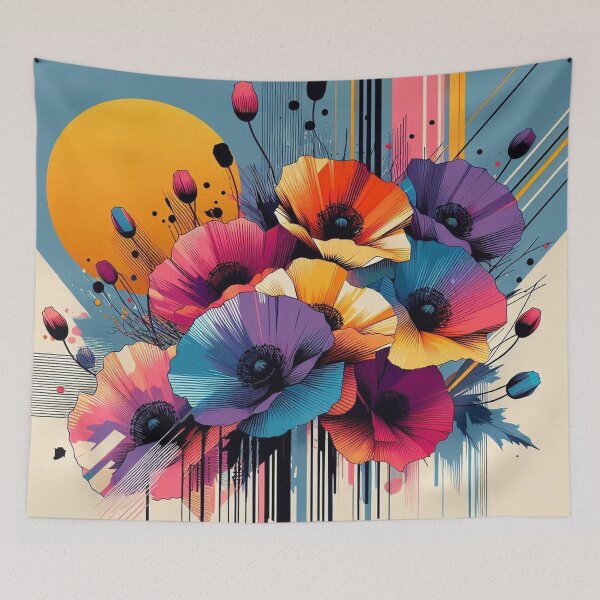 Item preview, Chromatic Bloom XII – Abstract Geometric Floral Art designed and sold by Okmanoo.