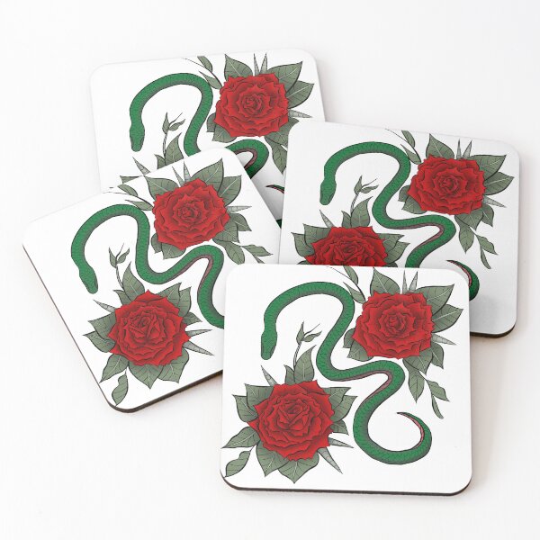 Item preview, Snake and Red Roses Tattoo Illustration designed and sold by creativevandal.