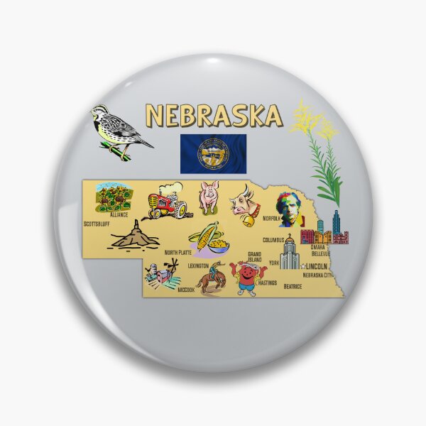 Item preview, Nebraska State Landmarks & Symbols Map Illustrated designed and sold by mashmosh.