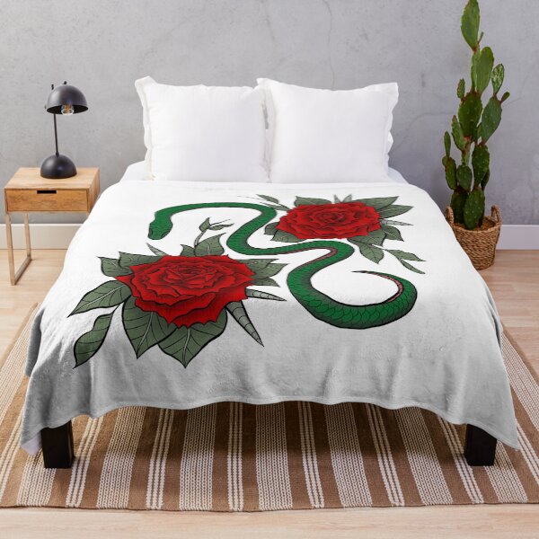 Item preview, Snake and Red Roses Tattoo Illustration designed and sold by creativevandal.