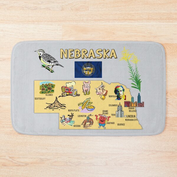 Item preview, Nebraska State Landmarks & Symbols Map Illustrated designed and sold by mashmosh.