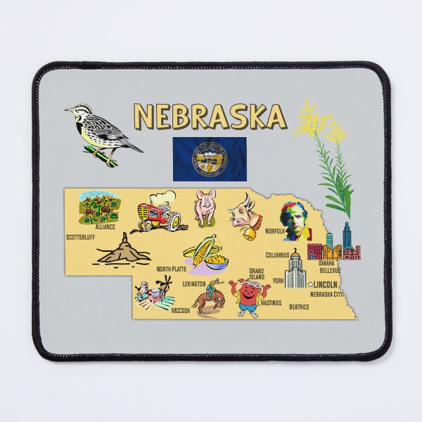 Item preview, Nebraska State Landmarks & Symbols Map Illustrated designed and sold by mashmosh.