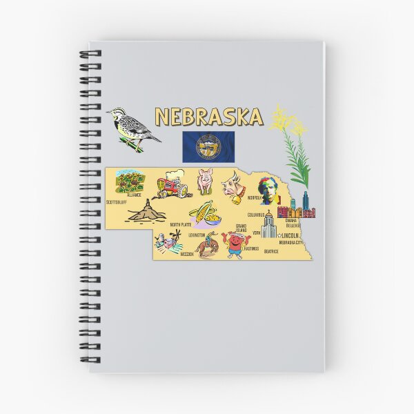 Item preview, Nebraska State Landmarks & Symbols Map Illustrated designed and sold by mashmosh.