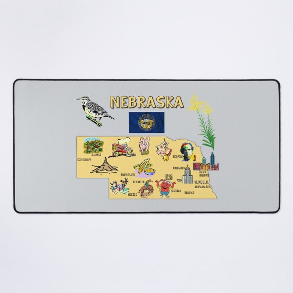 Item preview, Nebraska State Landmarks & Symbols Map Illustrated designed and sold by mashmosh.