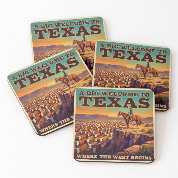 Item preview, Vintage Texas Cowboy Poster Where the West Begins Retro Art designed and sold by Cozy-Old-Pub.