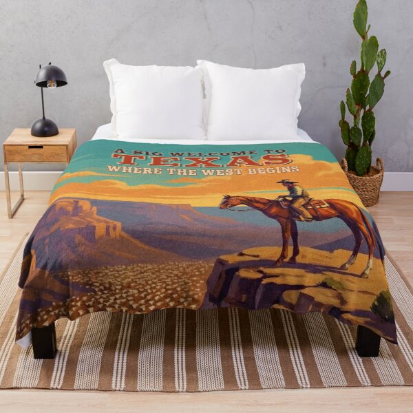 Item preview, Vintage Texas Cowboy Poster Where the West Begins Retro Art designed and sold by Cozy-Old-Pub.