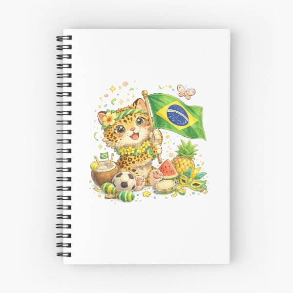 Item preview, Brazil Flag Jaguar – Cute Kawaii Brazilian Pride Illustration designed and sold by Paws-nd-Prints.