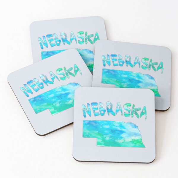Item preview, Nebraska State Watercolor Map - Artistic Blue & Green Silhouette designed and sold by mashmosh.