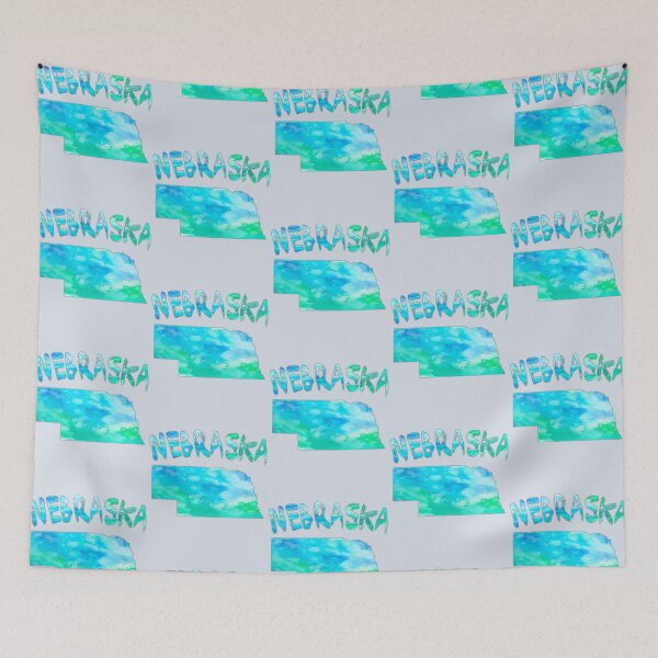 Item preview, Nebraska State Watercolor Map - Artistic Blue & Green Silhouette designed and sold by mashmosh.