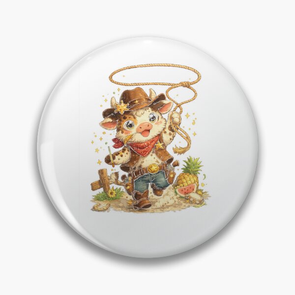 Item preview, Cowboy Like Me – Adorable Kawaii Cow Western Illustration designed and sold by Paws-nd-Prints.