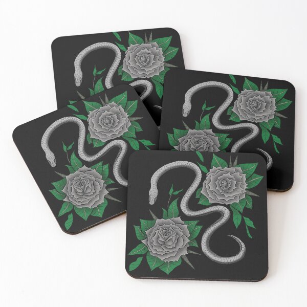 Item preview, Gray Snake and Roses Tattoo Design designed and sold by creativevandal.