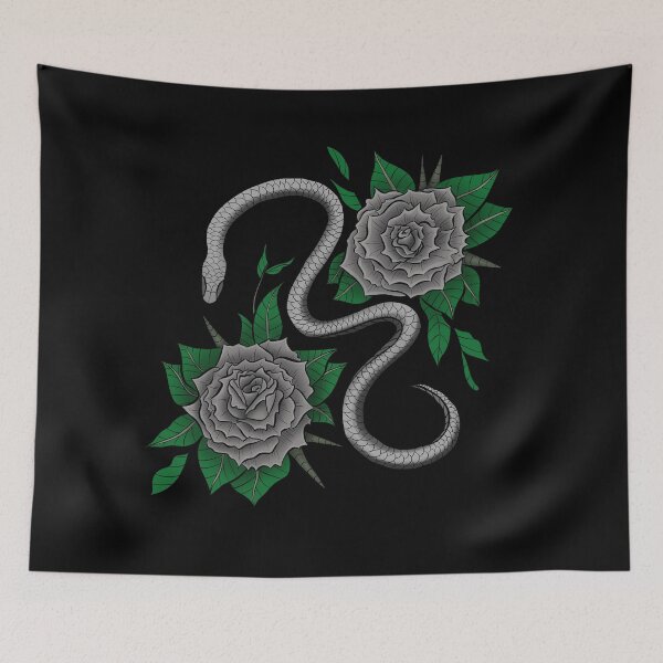 Item preview, Gray Snake and Roses Tattoo Design designed and sold by creativevandal.