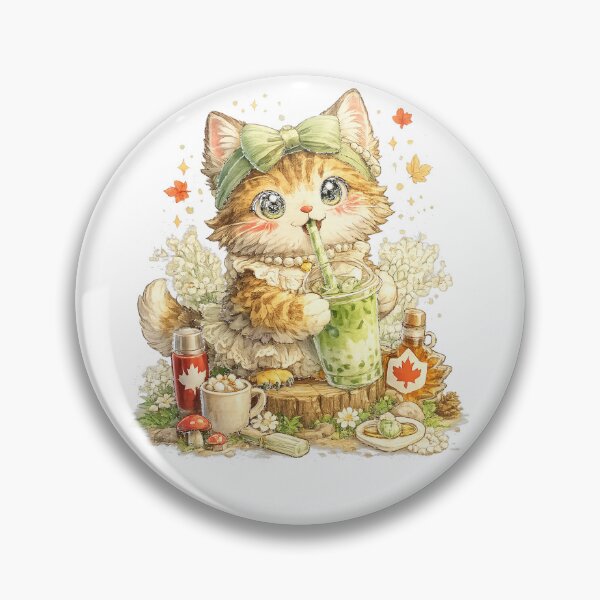 Item preview, Clean Girl – Kawaii Cat with Iced Matcha Latte Aesthetic designed and sold by Paws-nd-Prints.