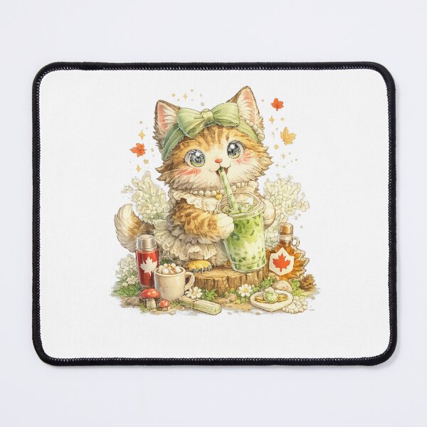 Item preview, Clean Girl – Kawaii Cat with Iced Matcha Latte Aesthetic designed and sold by Paws-nd-Prints.