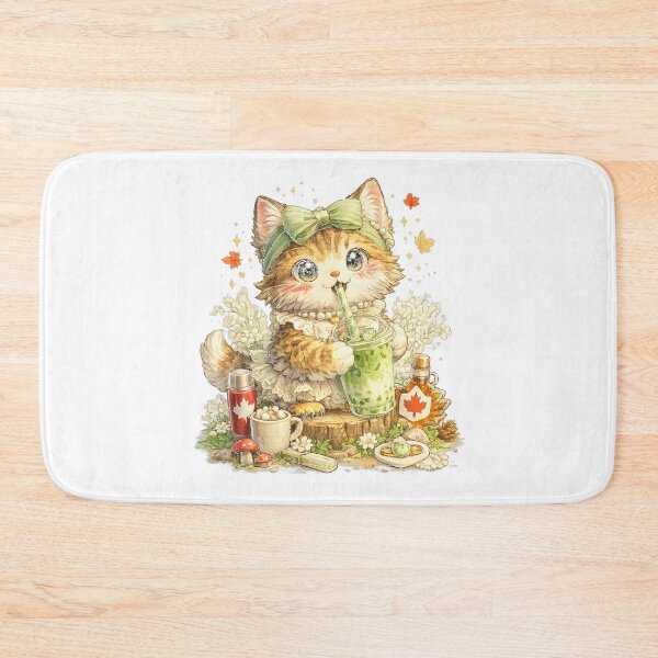 Item preview, Clean Girl – Kawaii Cat with Iced Matcha Latte Aesthetic designed and sold by Paws-nd-Prints.