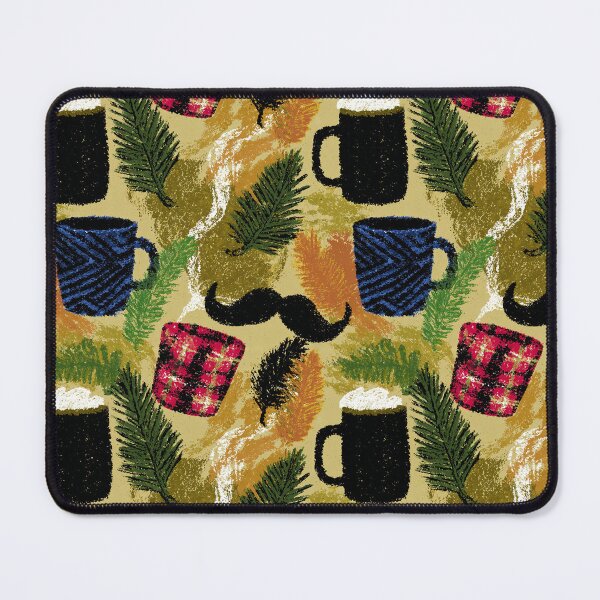 Item preview, Cozy Cabin Mustache Coffee Pines Pattern designed and sold by bubblegoth.