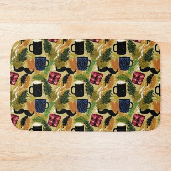 Item preview, Cozy Cabin Mustache Coffee Pines Pattern designed and sold by bubblegoth.