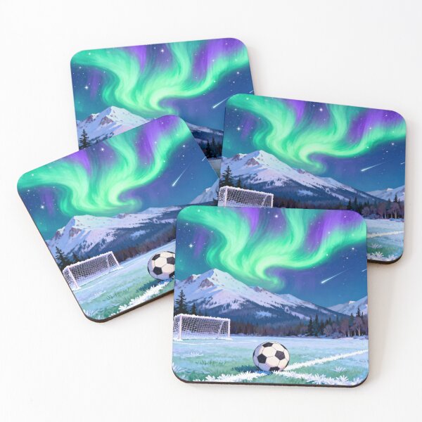 Item preview, Northern Lights Soccer - Aurora Borealis Over the Canadian Pitch designed and sold by HappySproutArt.