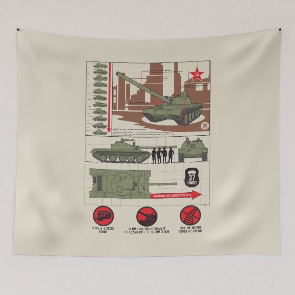 Item preview, Detailed infographic with a study of the Soviet T-62 tank. Dark brick version designed and sold by FAawRay.