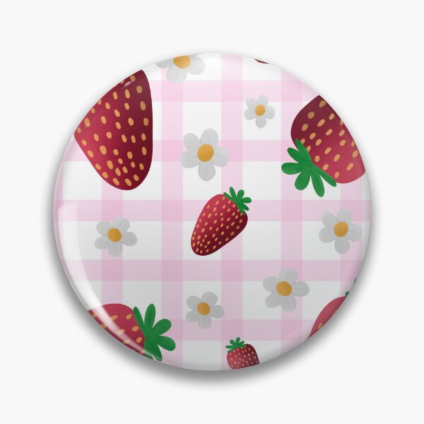 Item preview, Strawberry Gingham Pattern – Pink Cottagecore Summer Fruit Design designed and sold by SarahsDigiArt.