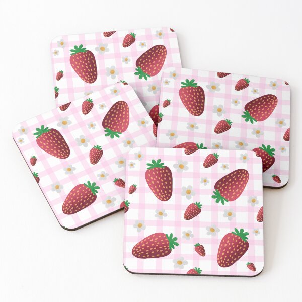 Item preview, Strawberry Gingham Pattern – Pink Cottagecore Summer Fruit Design designed and sold by SezzysScribbles .