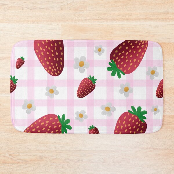Item preview, Strawberry Gingham Pattern – Pink Cottagecore Summer Fruit Design designed and sold by SezzysScribbles .