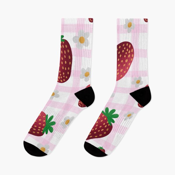 Item preview, Strawberry Gingham Pattern – Pink Cottagecore Summer Fruit Design designed and sold by SarahsDigiArt.