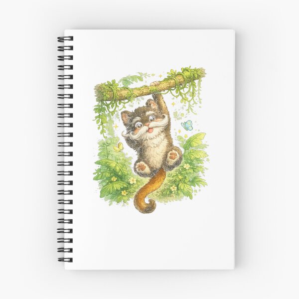 Item preview, Emperor Tamarin – Cute Kawaii Monkey Swinging from Tree designed and sold by Paws-nd-Prints.
