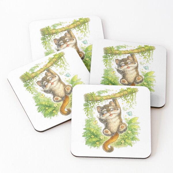 Item preview, Emperor Tamarin – Cute Kawaii Monkey Swinging from Tree designed and sold by Paws-nd-Prints.