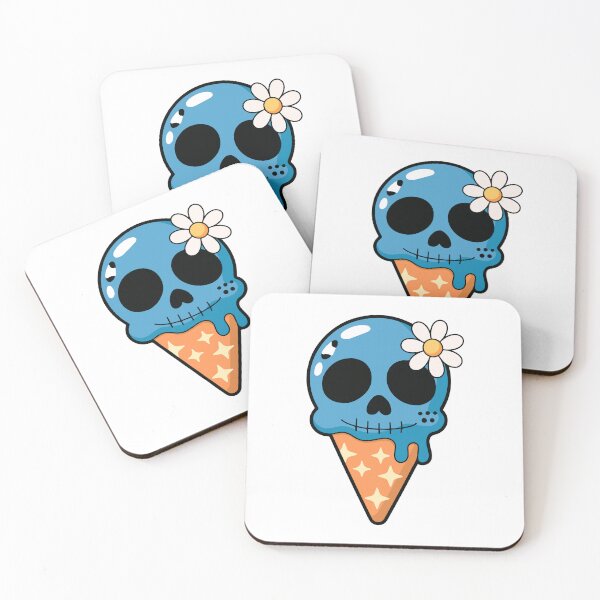 Item preview, Cute Melting Skull Ice Cream with Daisy – Kawaii Spooky Art designed and sold by Horrify.