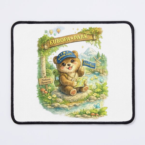 Item preview, Europa Park – Kawaii Grizzly Bear Adventure Illustration designed and sold by Paws-nd-Prints.