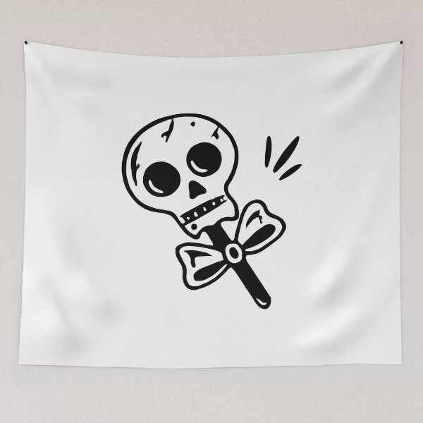 Item preview, Cute Skull Lollipop Outline – Minimal Spooky Line Art designed and sold by Horrify.