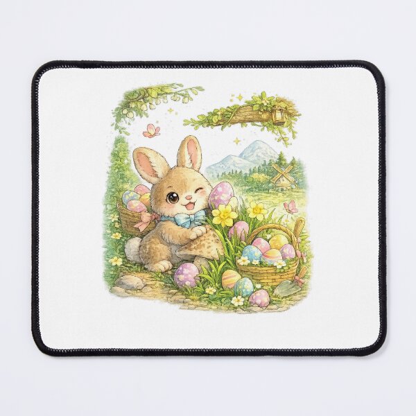 Item preview, Easter – Adorable Kawaii Bunny Egg Hunt Illustration designed and sold by Paws-nd-Prints.