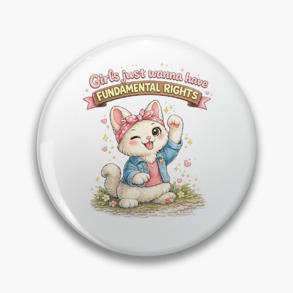 Item preview, Girls Just Wanna Have Fundamental Rights – Feminist Kawaii Cat Protest Illustration designed and sold by Paws-nd-Prints.