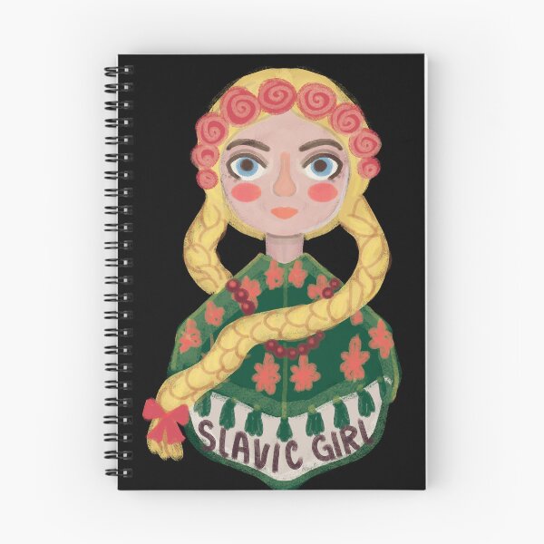 Item preview, Slavic girl, folkloric crayon drawing with inscription designed and sold by Dormitria.