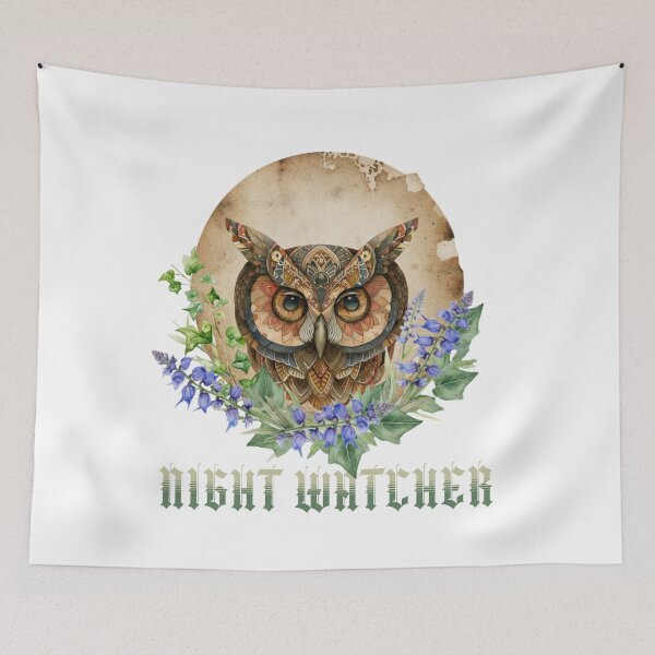 Item preview, Ornate Night Owl With Florals and Gothic Text designed and sold by Furr-n-Purr.