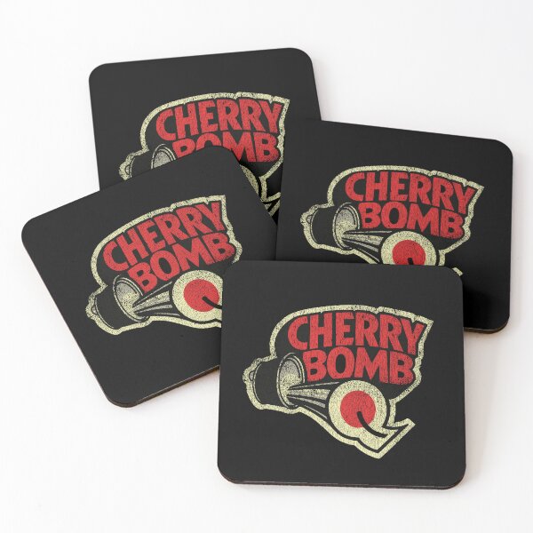 Item preview, Vintage 1970s Cherry Bomb performance exhausts - aged, worn print designed and sold by retropetrol.