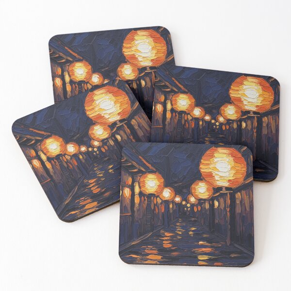 Item preview, Impasto-Style Digital Art: Lantern Glow in Kyoto Night designed and sold by EEpression.