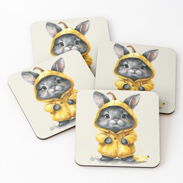 Item preview, Grey dwarf rabbit in a banana costume designed and sold by LiskoDesign.