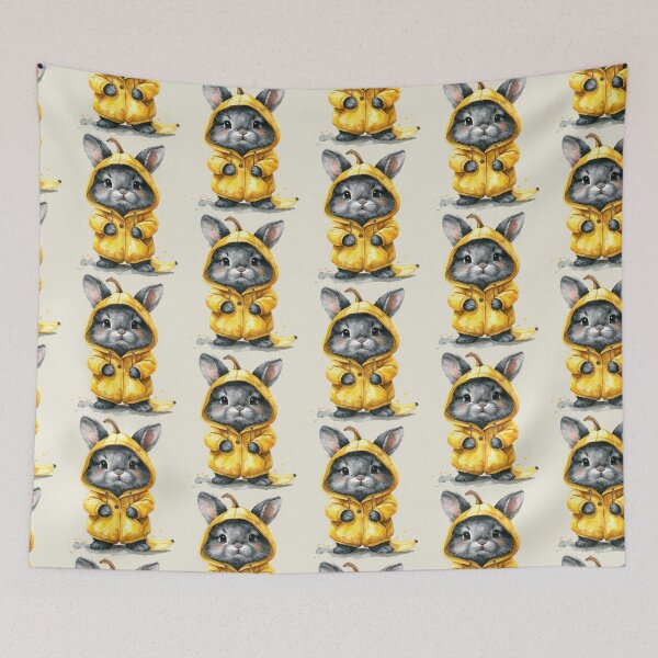 Item preview, Grey dwarf rabbit in a banana costume designed and sold by LiskoDesign.