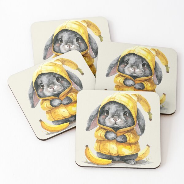 Item preview, Grey Holland lop rabbit in a banana costume designed and sold by LiskoDesign.