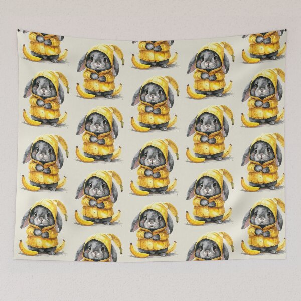 Item preview, Grey Holland lop rabbit in a banana costume designed and sold by LiskoDesign.