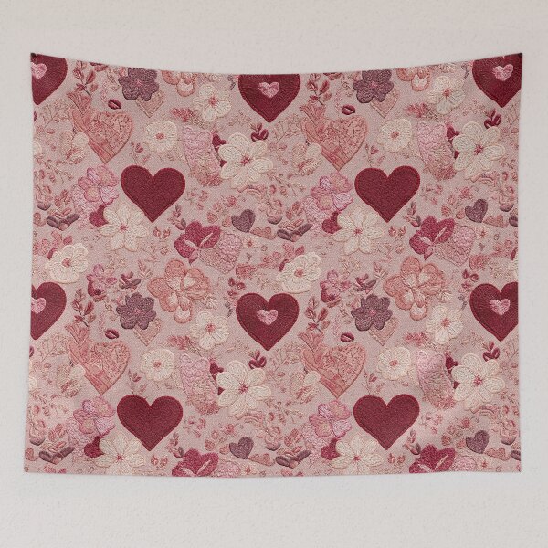 Item preview, Romantic Embroidered Hearts & Floral Pattern in Blush Pink designed and sold by HEFEEL.