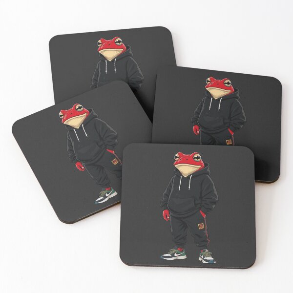 Item preview, Cool Red Frog Streetwear Illustration – Minimal Black Hoodie Frog | Premium Flat Cartoon Art designed and sold by ColorSplash123.